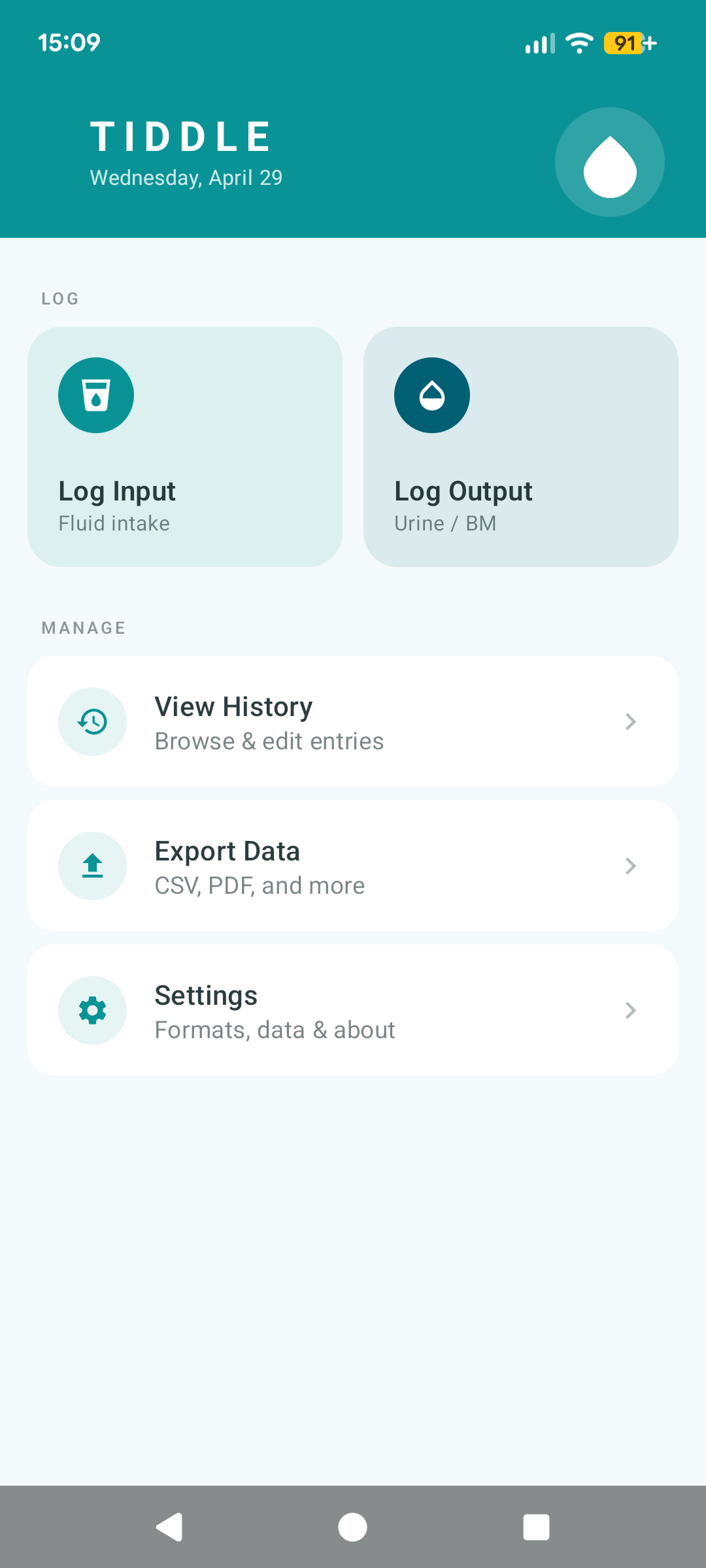Tiddle home screen